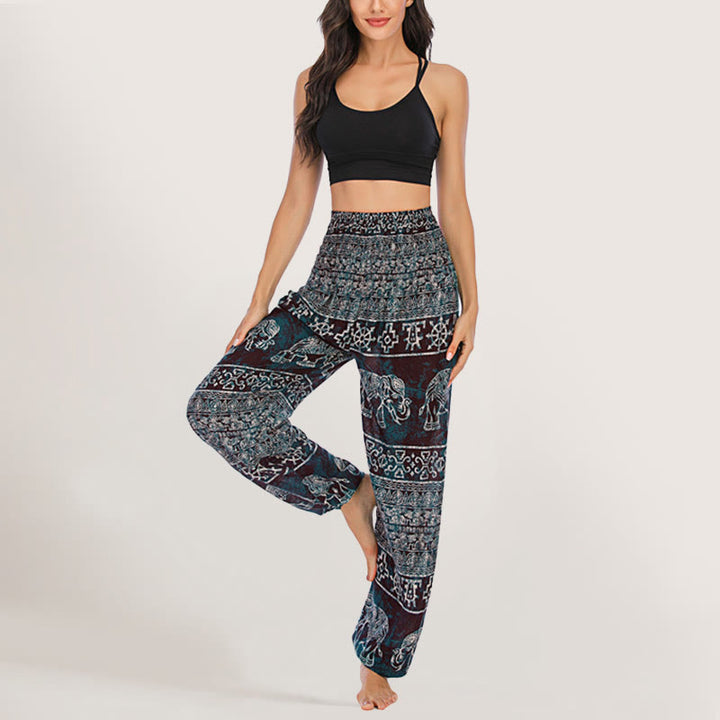 Pantalon de yoga Olivenorma Elephant en viscose pour femme, sarouel à taille élastique - Noir - image 24