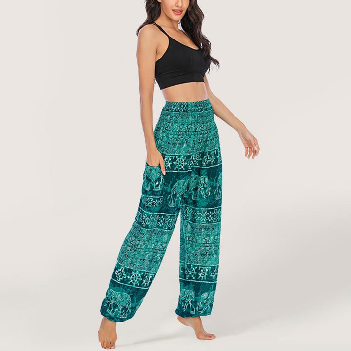 Pantalon de yoga Olivenorma Elephant en viscose pour femme, sarouel à taille élastique