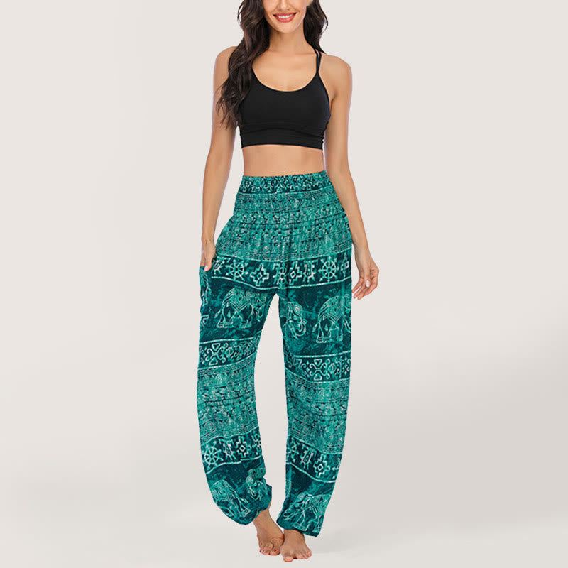 Pantalon de yoga Olivenorma Elephant en viscose pour femme, sarouel à taille élastique
