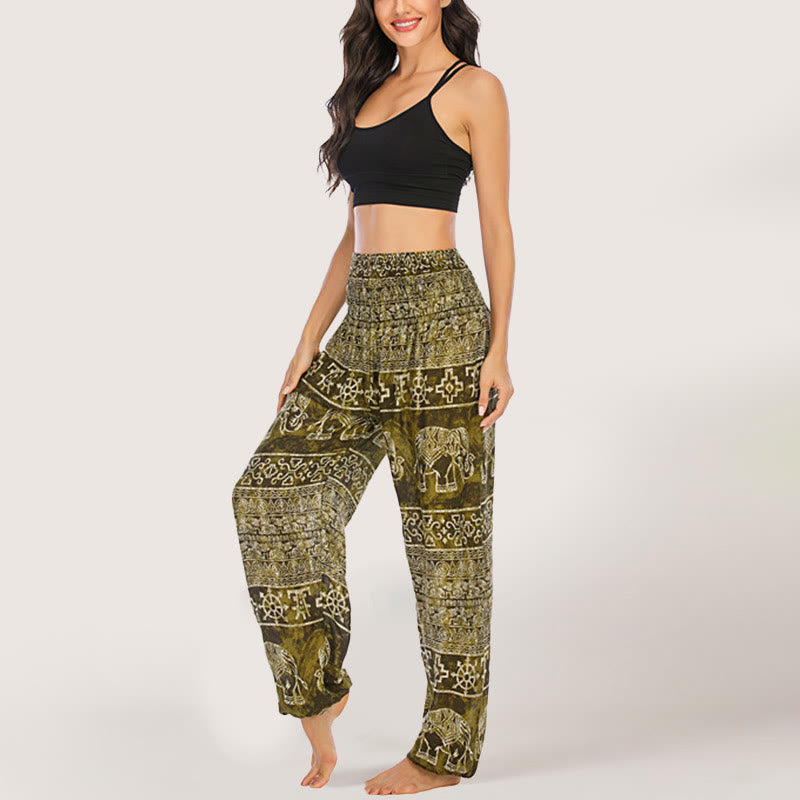 Pantalon de yoga Olivenorma Elephant en viscose pour femme, sarouel à taille élastique - Jaune - image 12