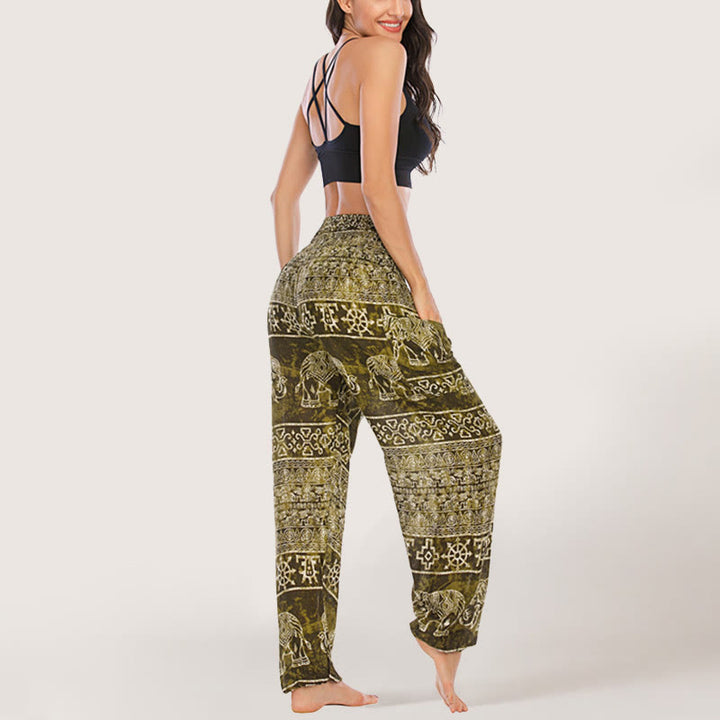 Pantalon de yoga Olivenorma Elephant en viscose pour femme, sarouel à taille élastique