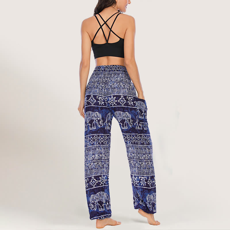 Pantalon de yoga Olivenorma Elephant en viscose pour femme, sarouel à taille élastique