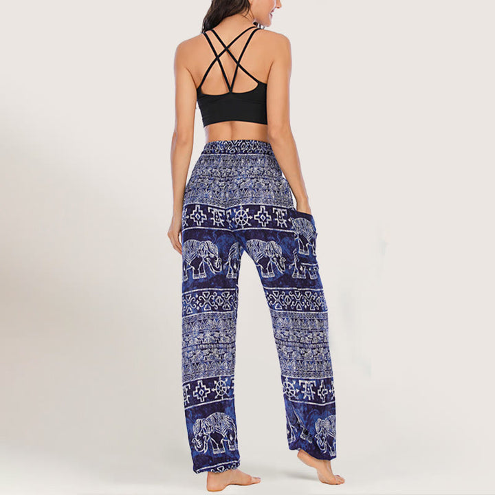 Pantalon de yoga Olivenorma Elephant en viscose pour femme, sarouel à taille élastique