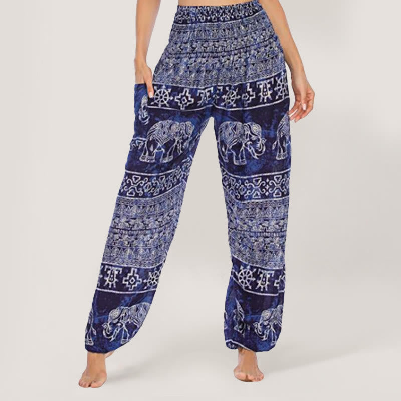 Pantalon de yoga Olivenorma Elephant en viscose pour femme, sarouel à taille élastique