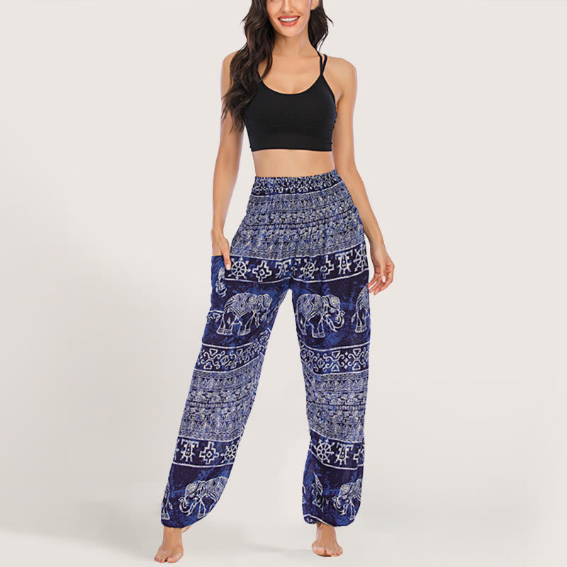 Pantalon de yoga Olivenorma Elephant en viscose pour femme, sarouel à taille élastique