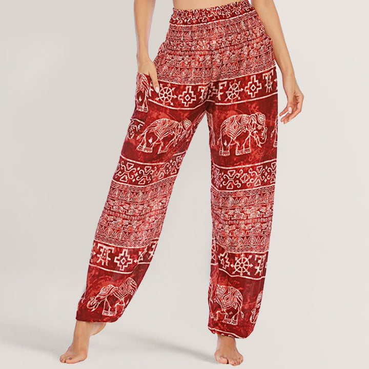 Pantalon de yoga Olivenorma Elephant en viscose pour femme, sarouel à taille élastique