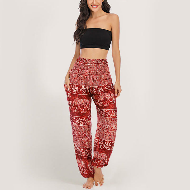 Pantalon de yoga Olivenorma Elephant en viscose pour femme, sarouel à taille élastique
