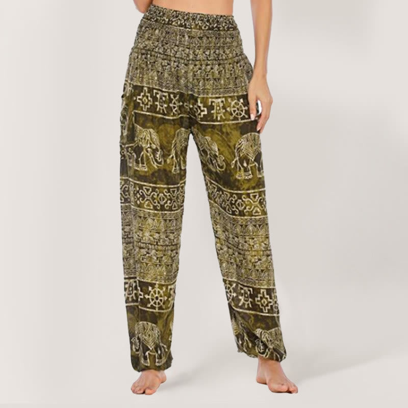 Pantalon de yoga Olivenorma Elephant en viscose pour femme, sarouel à taille élastique