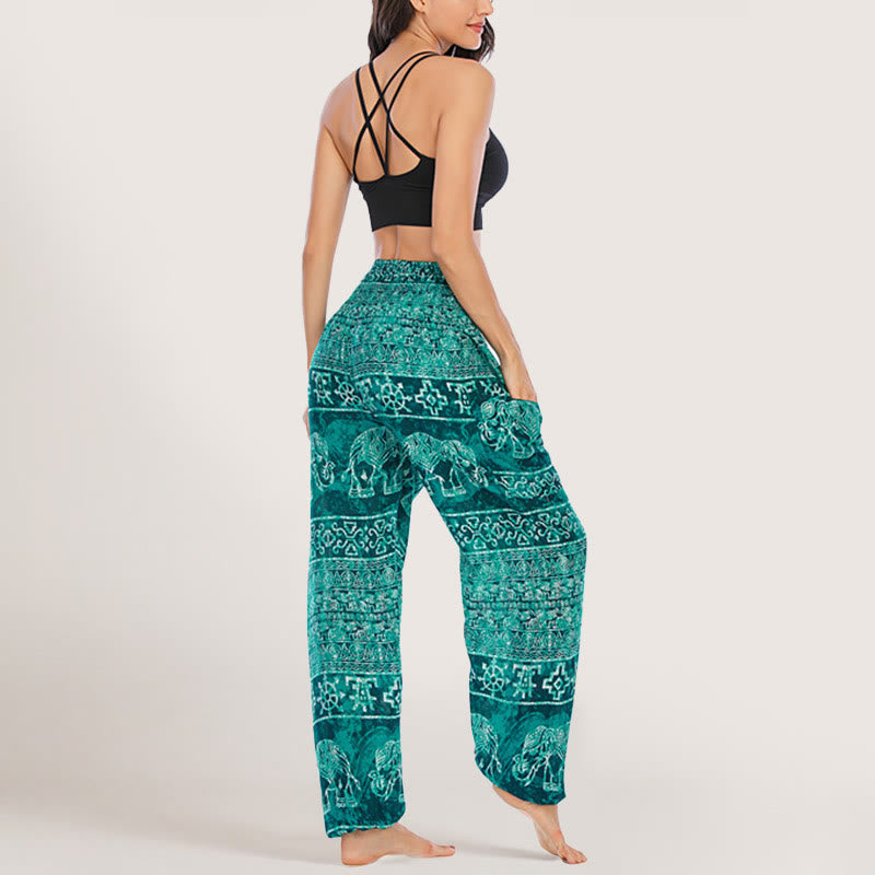 Pantalon de yoga Olivenorma Elephant en viscose pour femme, sarouel à taille élastique