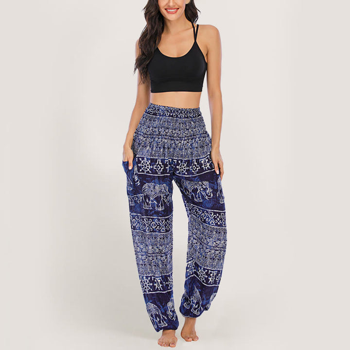 Pantalon de yoga Olivenorma Elephant en viscose pour femme, sarouel à taille élastique