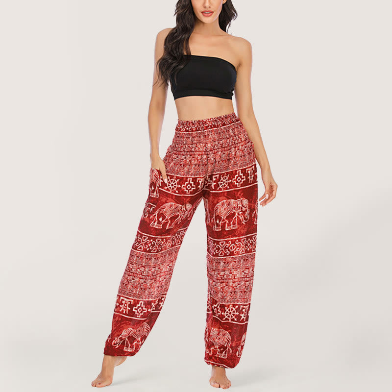 Pantalon de yoga Olivenorma Elephant en viscose pour femme, sarouel à taille élastique