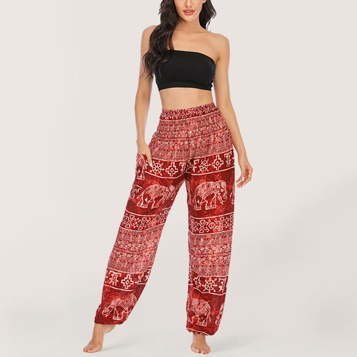 Pantalon de yoga Olivenorma Elephant en viscose pour femme, sarouel à taille élastique
