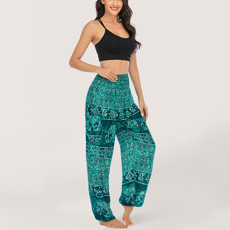 Pantalon de yoga Olivenorma Elephant en viscose pour femme, sarouel à taille élastique - Vert - image 6