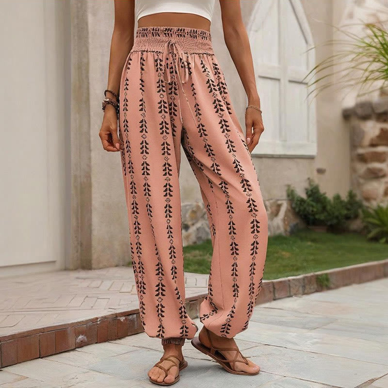 Pantalon sarouel fluide en polyester imprimé Olivenorma