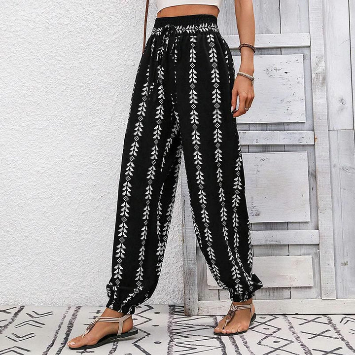 Pantalon sarouel fluide en polyester imprimé Olivenorma