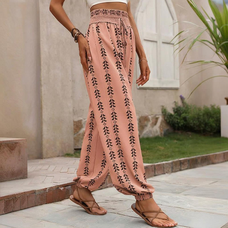 Pantalon sarouel fluide en polyester imprimé Olivenorma
