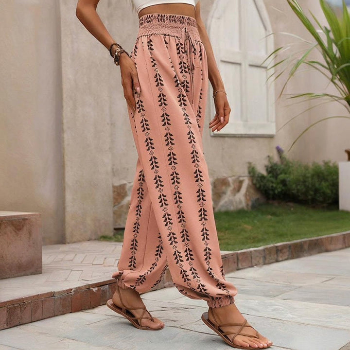 Pantalon sarouel fluide en polyester imprimé Olivenorma