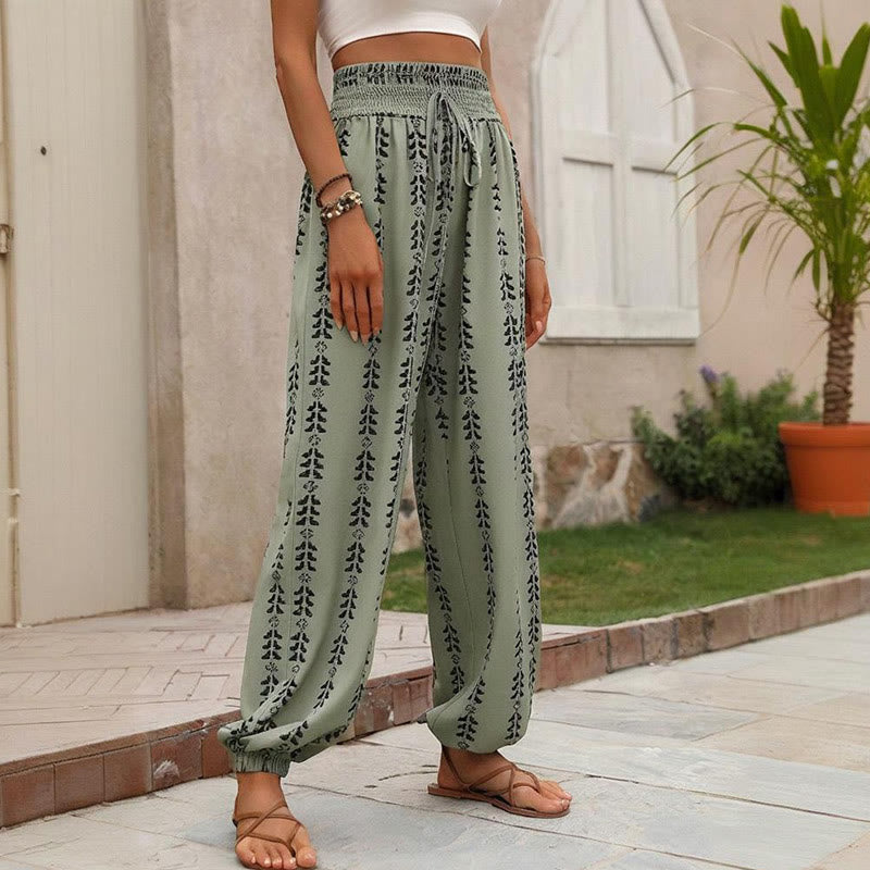 Pantalon sarouel fluide en polyester imprimé Olivenorma