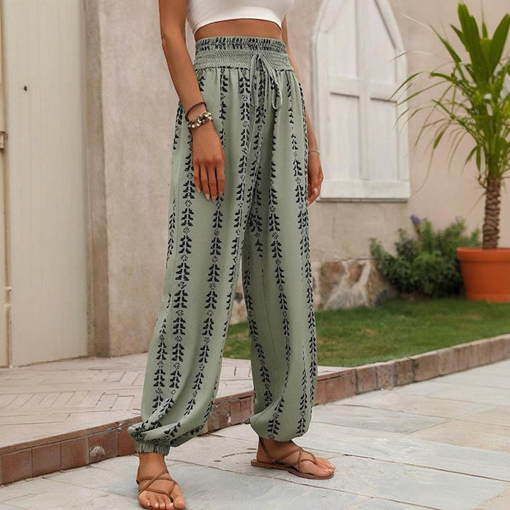 Pantalon sarouel fluide en polyester imprimé Olivenorma