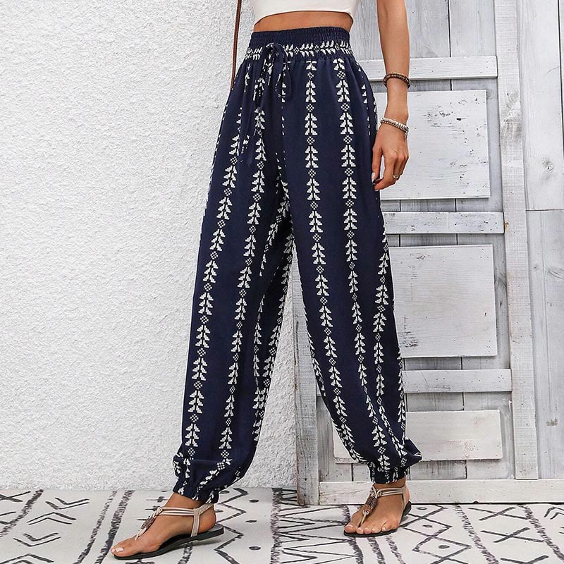 Pantalon sarouel fluide en polyester imprimé Olivenorma