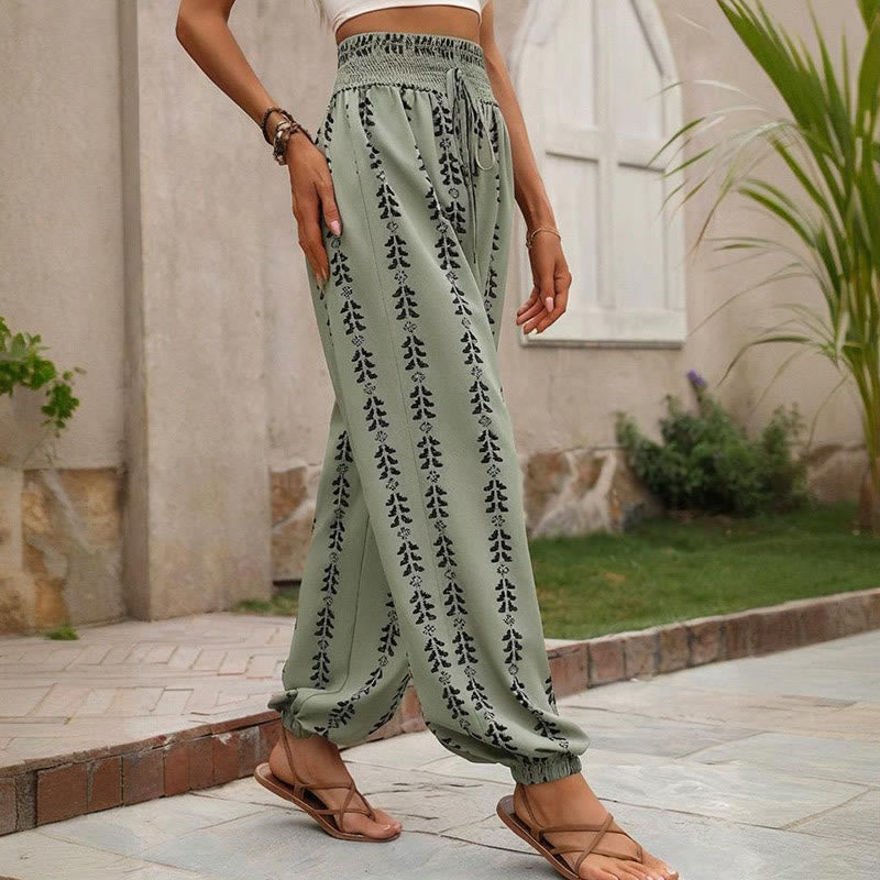Pantalon sarouel fluide en polyester imprimé Olivenorma