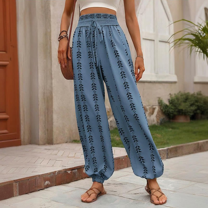 Pantalon sarouel fluide en polyester imprimé Olivenorma