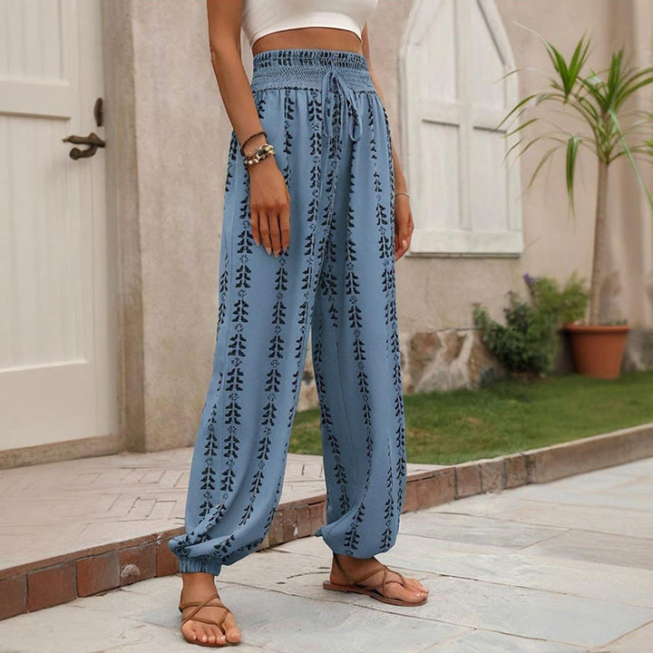 Pantalon sarouel fluide en polyester imprimé Olivenorma