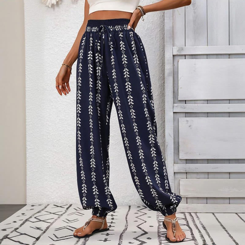 Pantalon sarouel fluide en polyester imprimé Olivenorma