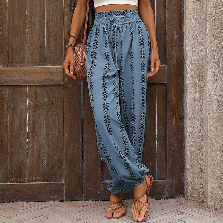 Pantalon sarouel fluide en polyester imprimé Olivenorma - Bleu - XL - image 10