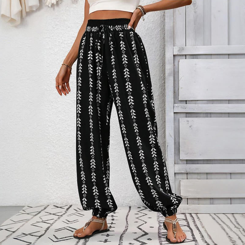 Pantalon sarouel fluide en polyester imprimé Olivenorma