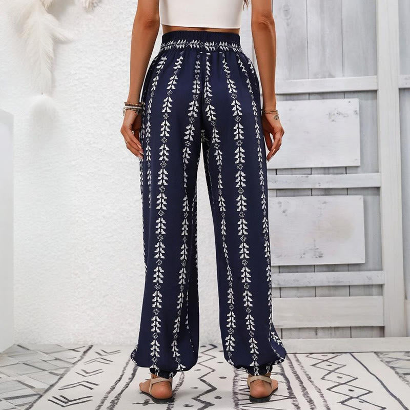 Pantalon sarouel fluide en polyester imprimé Olivenorma