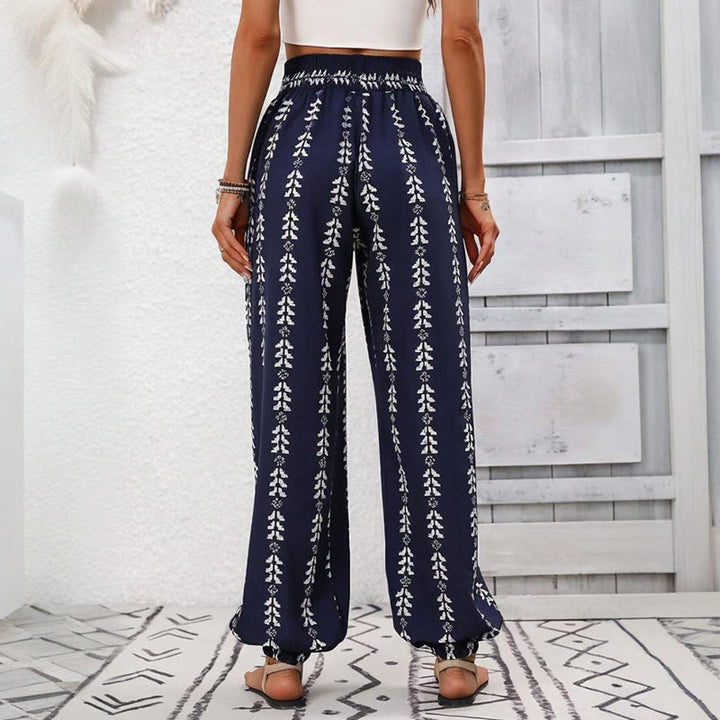 Pantalon sarouel fluide en polyester imprimé Olivenorma