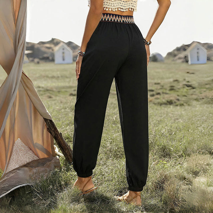 Pantalon sarouel noir ethnique bohème Olivenorma