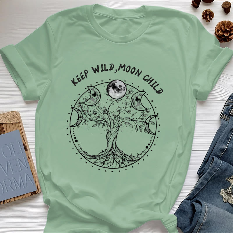 T-shirts Olivenorma « KEEP WILD, MOON CHILD » Arbre de vie Phases de lune - Vert clair - 2XL - image 17