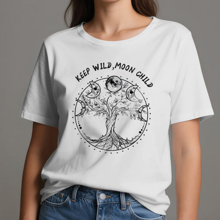 T-shirts Olivenorma « KEEP WILD, MOON CHILD » Arbre de vie Phases de lune - image 1