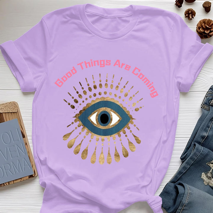 T-shirt Olivenorma « LES BONNES CHOSES ARRIVENT » EVIL EYE - Violet - 2XL - image 15