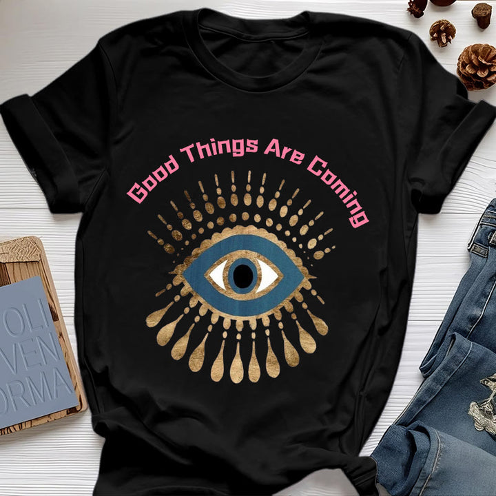 T-shirt Olivenorma « LES BONNES CHOSES ARRIVENT » EVIL EYE - Noir - 2XL - image 7