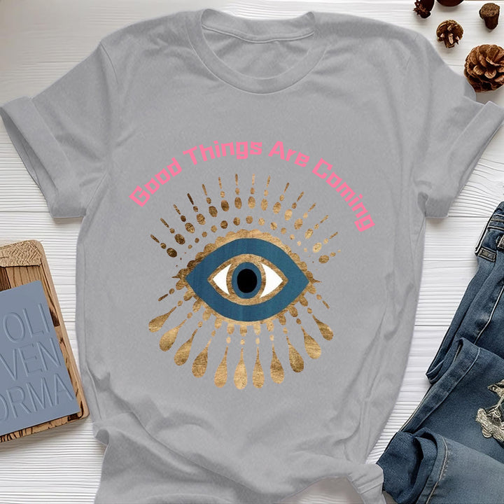 T-shirt Olivenorma « LES BONNES CHOSES ARRIVENT » EVIL EYE - Gris - 2XL - image 9