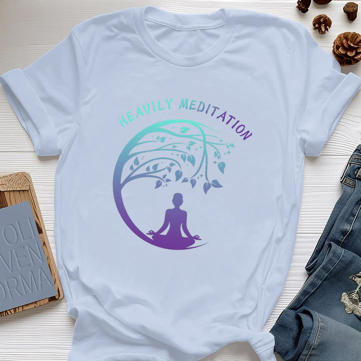 T-shirt de yoga Olivenorma « MÉDITATION FORTE » Arbre de Vie  - Bleu - 2XL - image 12