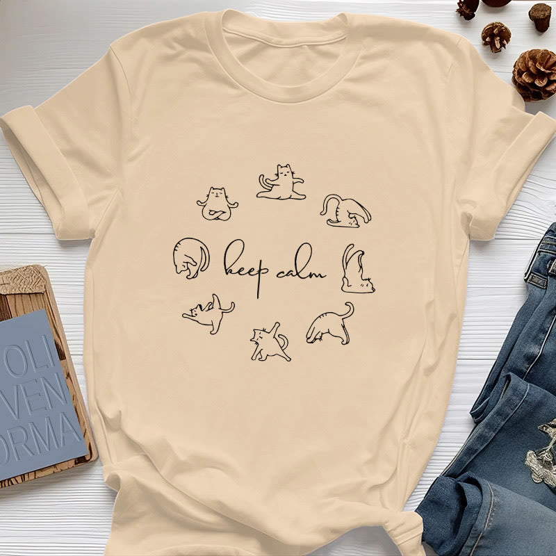 T-shirt de yoga Olivenorma avec un chat mignon et drôle - Jaune - 2XL - image 8