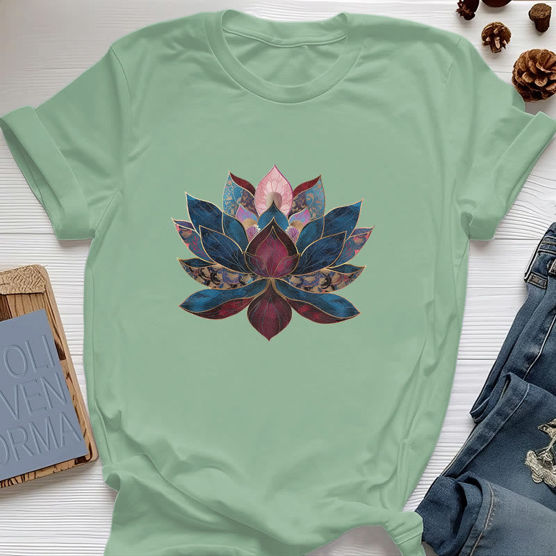 Olivenorma Fleur de Lotus Bouddhisme Zen T-Shirt - Vert clair - 2XL - image 16