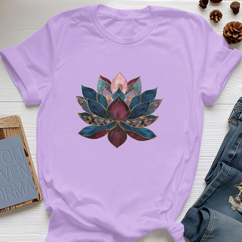 Olivenorma Fleur de Lotus Bouddhisme Zen T-Shirt - Violet - 2XL - image 14