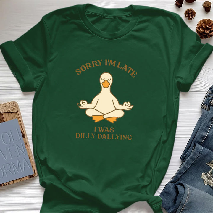 T-shirt Olivenorma « Désolé, je suis en retard, j'ai traîné les pieds » - Vert foncé - Canard méditant - 2XL - image 42