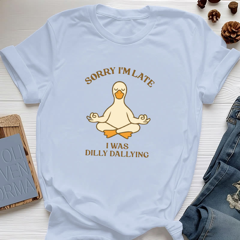 T-shirt Olivenorma « Désolé, je suis en retard, j'ai traîné les pieds » - Bleu - Canard méditant - 2XL - image 22