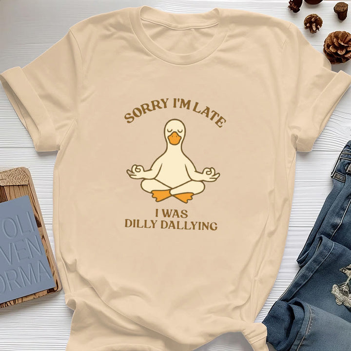 T-shirt Olivenorma « Désolé, je suis en retard, j'ai traîné les pieds » - Jaune - Canard méditant - 2XL - image 17