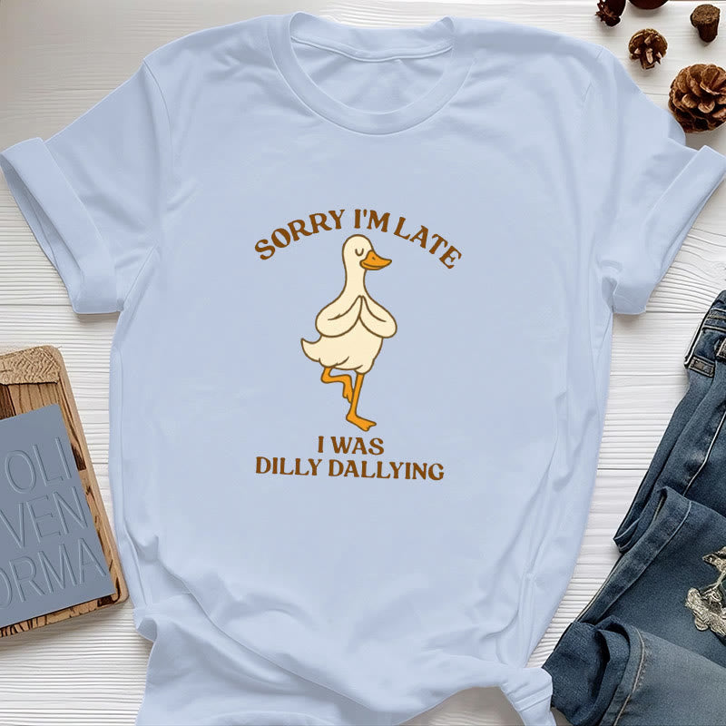 T-shirt Olivenorma « Désolé, je suis en retard, j'ai traîné les pieds » - Bleu - Canard en posture de l'arbre - 2XL - image 24