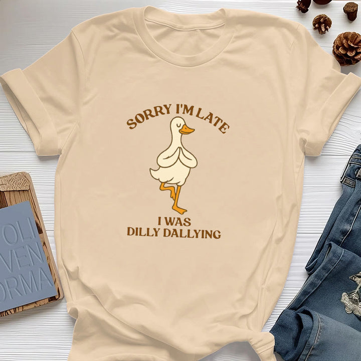 T-shirt Olivenorma « Désolé, je suis en retard, j'ai traîné les pieds » - Jaune - Canard en posture de l'arbre - 2XL - image 19