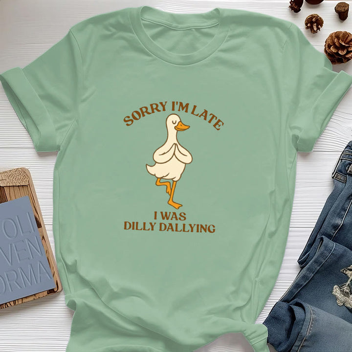 T-shirt Olivenorma « Désolé, je suis en retard, j'ai traîné les pieds » - Vert clair - Canard en posture de l'arbre - 2XL - image 39