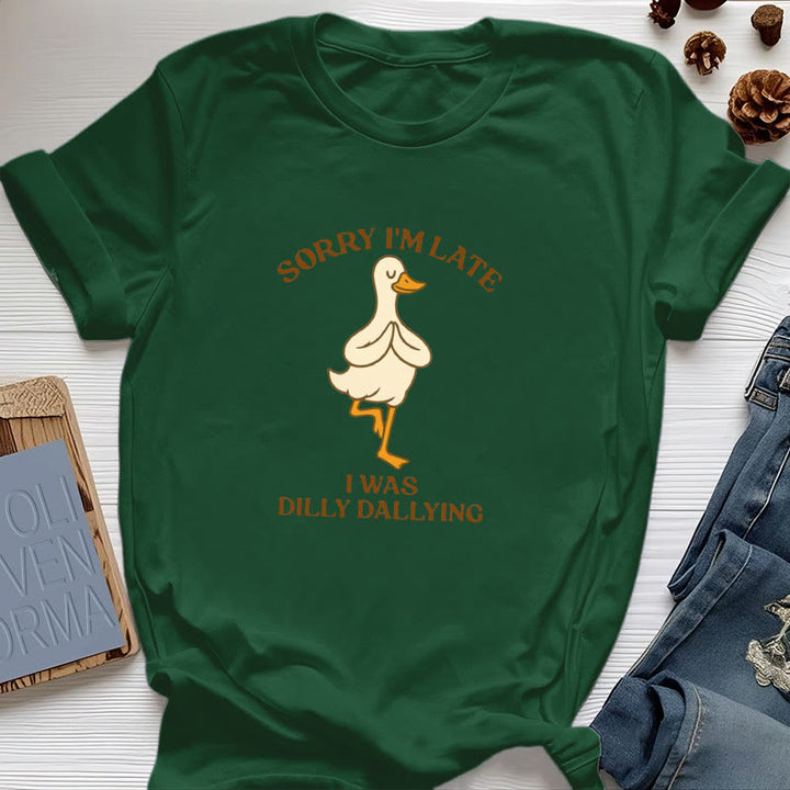 T-shirt Olivenorma « Désolé, je suis en retard, j'ai traîné les pieds » - Vert foncé - Canard en posture de l'arbre - 2XL - image 44