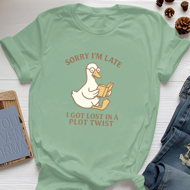 T-shirt Olivenorma « Désolé, je suis en retard, j'ai traîné les pieds » - Vert clair - Canard de lecture - 2XL - image 40